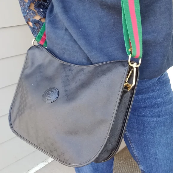 Authentic Vintage Gucci Interlocking GG Monogram Micro Guccissima Web Hobo Bag - Picture 1 of 10